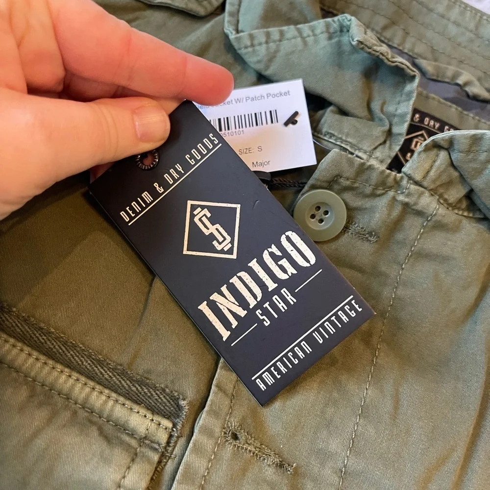 Indigo Star nwt olive green military field jacket utility coat